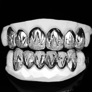 Custom Silver Grillz 925 Sterling Silver Teeth Real Diamond Dust Silver Grill