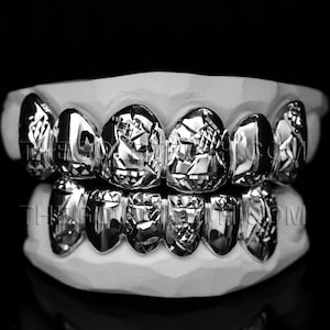 Custom Silver Grillz 925 Sterling Silver Teeth Real Diamond Cut Silver Grill