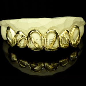 Custom Gold Grillz 10k,14k,18k Gold Teeth Open Face Yellow Grillz Real Gold Grill