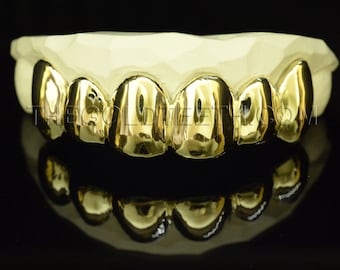 Gold Grillz 10k,14k,18k Custom Gold Teeth Solid Yellow Grillz Real Gold Grill