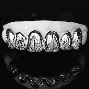 Custom Silver Grillz 925 Sterling Silver Teeth Real Diamond Dust Silver Grill