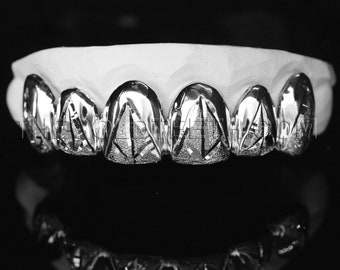 Custom Silver Grillz 925 Sterling Silver Teeth Real Diamond Dust Silver Grill