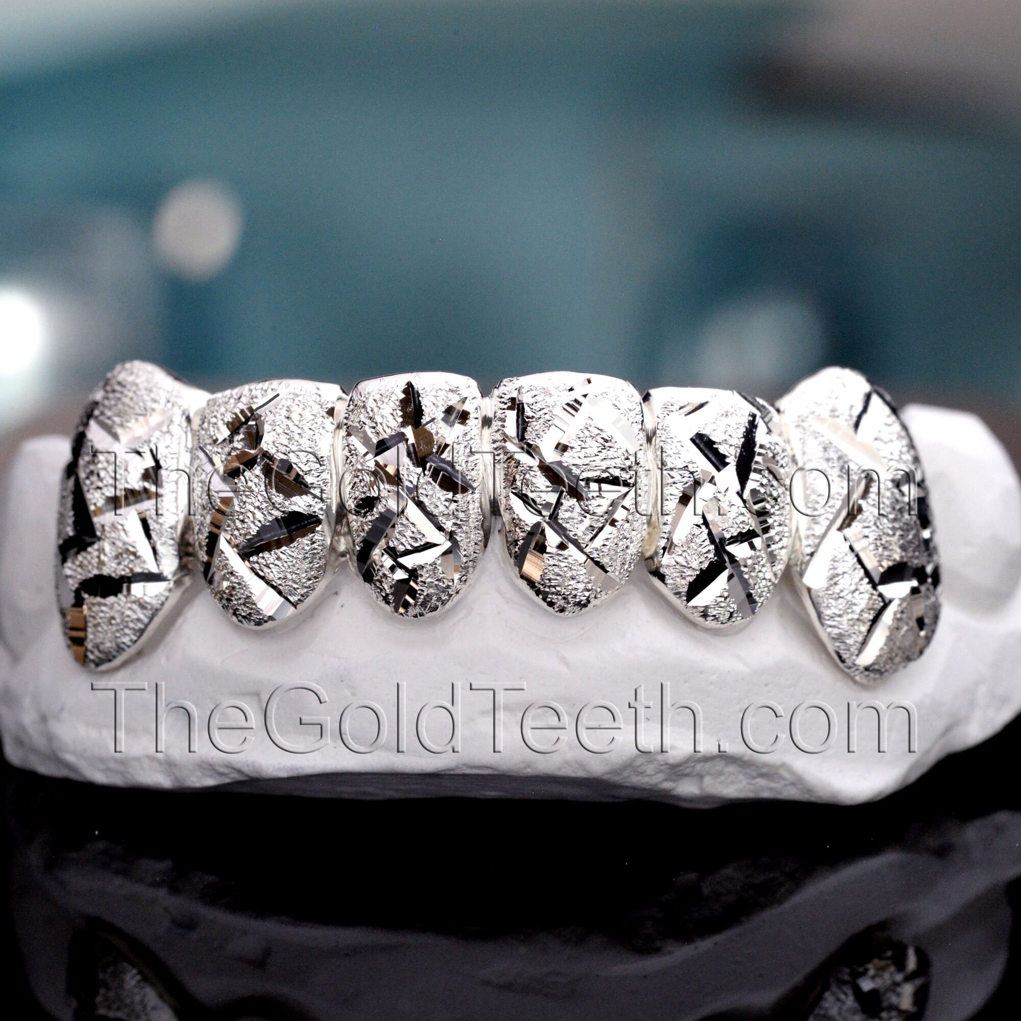 Custom Silver Grillz 935 Argentium Silver Diamond Dust Teeth Real