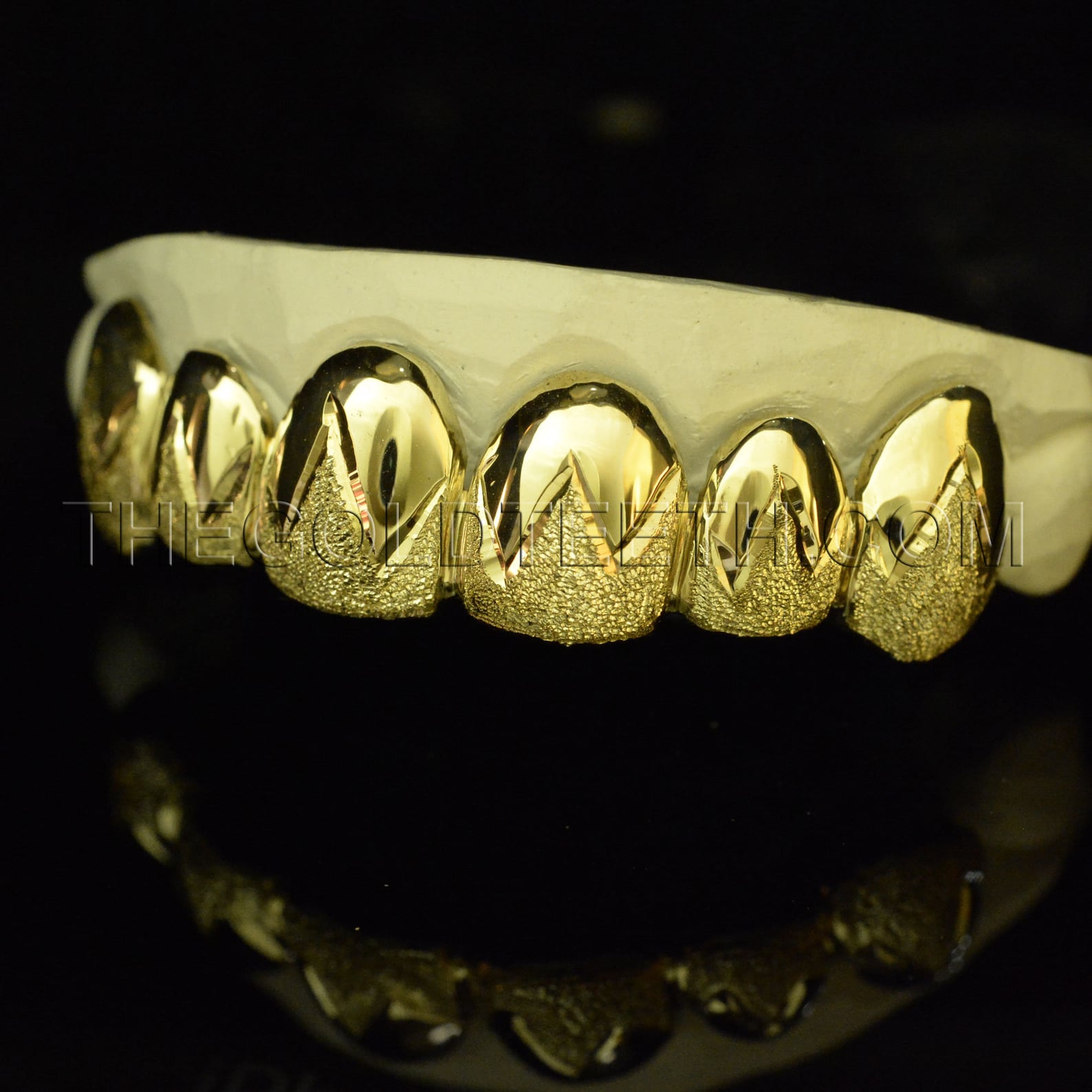 Gold Grillz 10k Gold Teeth Diamond Dust Yellow Gold Grillz Etsy