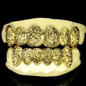 Grillz 10k Gold Teeth Diamond Cut Yellow Grillz Real Custom Gold Grill