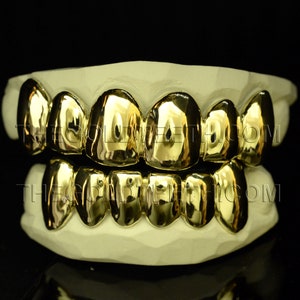 Custom Grillz 10k Gold Teeth Solid Yellow Gold Grillz Real Gold Grill