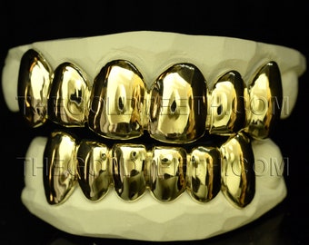 Custom Grillz 10k Gold Teeth Solid Yellow Gold Grillz Real Gold Grill
