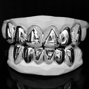 Custom Silver Grillz 925 Sterling Silver Teeth Real Diamond Cut Silver Grill