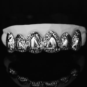 Silver Grillz 925 Sterling Silver Teeth Real Diamond Cut Custom Silver Grill