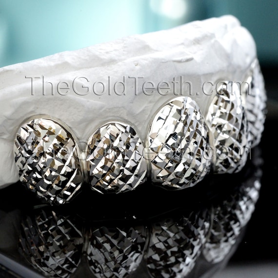 Silver Grillz 925 Sterling Silver Teeth Real Diamond Cut Custom Silver Grill - Österreich