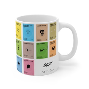 James Bond Minimalist Mug. 007 mug. goldfinger. moonraker. skyfall