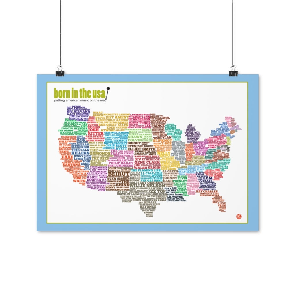 Poster Music Word Map USA