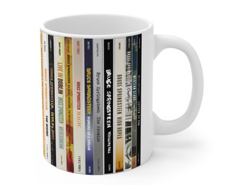 11 onces. Tasse de collection d'albums CD de Bruce Springsteen. Le patron. Né aux Etats-Unis. Cadeau de musique. Tasse de musique. Lettre à vous.