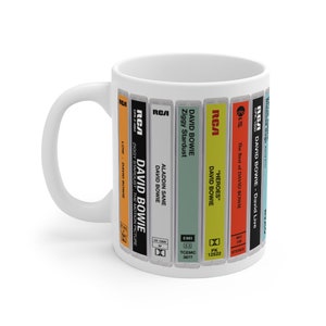 David Bowie Cassette Collection Mug. 80s Music. Cassette Collection Mug. Music Gift. Music Mug
