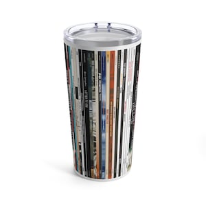 Caneca de viagem de 20 onças dos álbuns de vinil de Bruce Springsteen. O chefe. Nascido para correr, carta para você, caneca musical