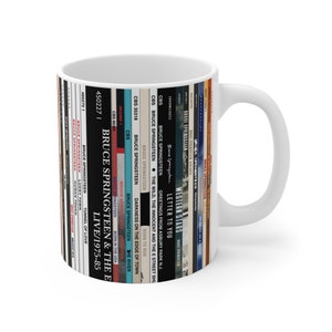 11 onzas Taza Colección de Álbumes de Vinilo de Bruce Springsteen. El jefe. Nacido en USA. Regalo musical. Taza de música. Carta para tí.