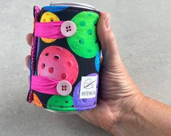 handmade pickleball drink cozy - beer cooler - adjustable bottle jacket - insulated can cozy - soft drink sleeve