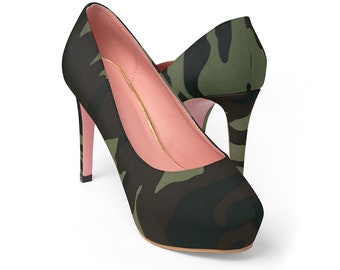 camouflage heels pumps