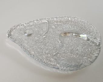Blenko Glass Mouse Cheese Bricka, designad av Don Shepherd på 1970-talet MCM