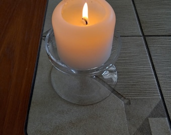Beautiful Orrefors Sweden Crystal Candle Holder design Nils Landberg
