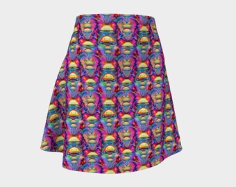 Psychedelicate Mushrooms Flare Skirt