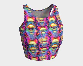 Psychedelicate Mushrooms Athletic Crop Top