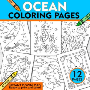 Ozean Malseiten, Ozean Malseiten, Ozean Tiere Malseiten, Ozean Tiere Malseiten, Kinder Ozean Malvorlagen, sofortiger Download 8,5 x 11 Zoll