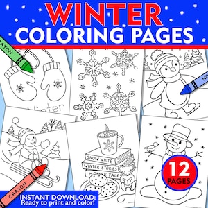 Winter Coloring Pages, Kids Winter Coloring Pages, Winter Coloring Sheets, Printable Winter Coloring Pages, Winter Coloring Instant download