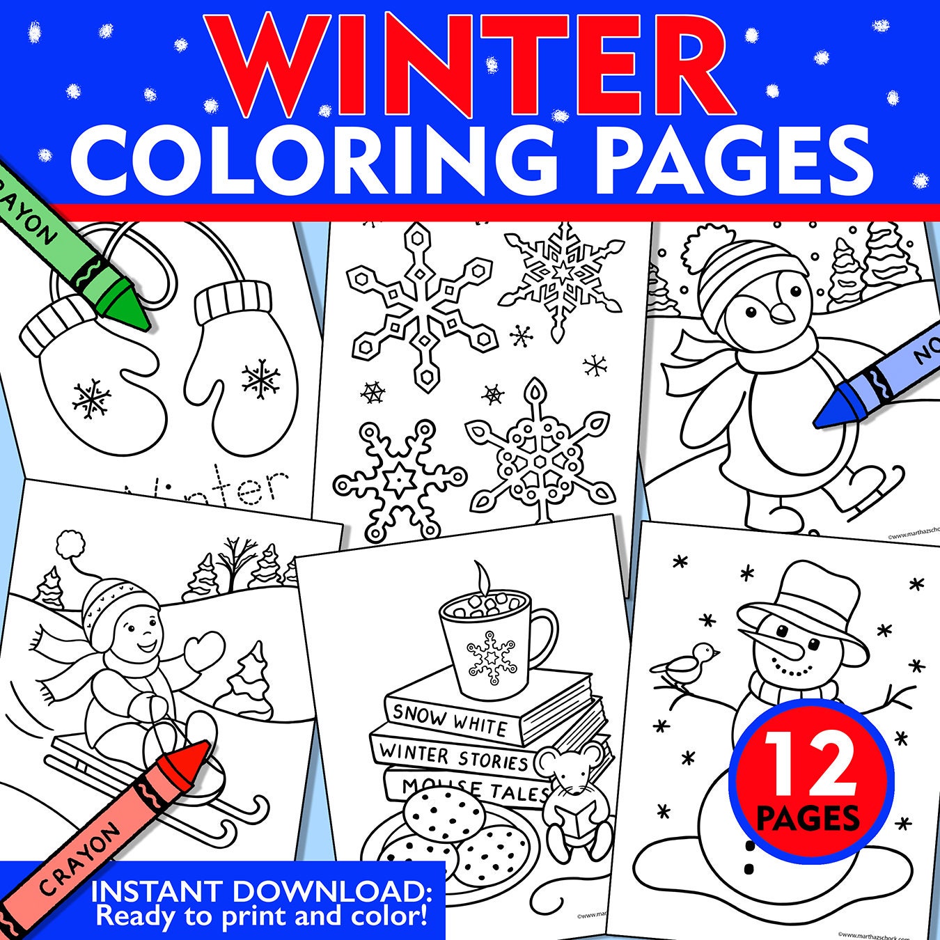 Winter Coloring Book For Adults And Seniors: 60 Large Print