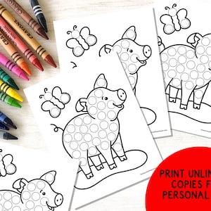 Farm Dot Marker Printable, Farm Do a Dot Activity, Dot Marker Coloring ...