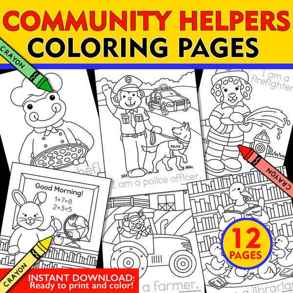 Community Helpers Coloring Pages, Community Helpers Coloring Sheet, Kids Community Helpers Activity Pages, Community Helpers Coloring Book