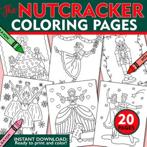 The Nutcracker Coloring Pages, Printable Coloring Pages for Kids, Holiday Coloring Sheets, Christmas Kids Coloring Pages, Nutcracker Ballet