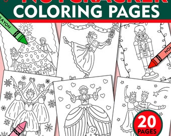 The Nutcracker Coloring Pages, Printable Coloring Pages for Kids, Holiday Coloring Sheets, Christmas Kids Coloring Pages, Nutcracker Ballet