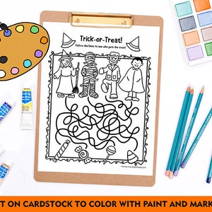 Halloween Activity Pages: Math, Mazes, Dot-to-Dot (Printable) image 5