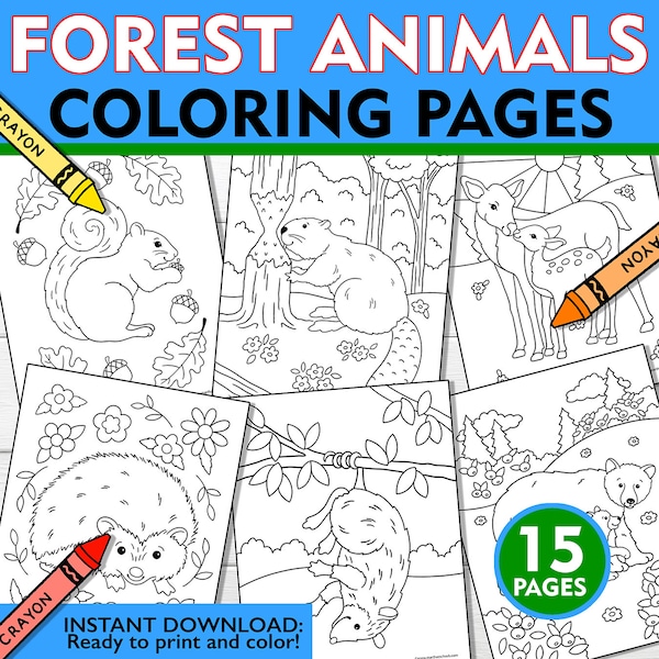 Forest Animal Coloring Pages, Forest Friends Coloring Pages, Forest Animal Coloring Sheets, Woodland Coloring Pages, Woodland Printable