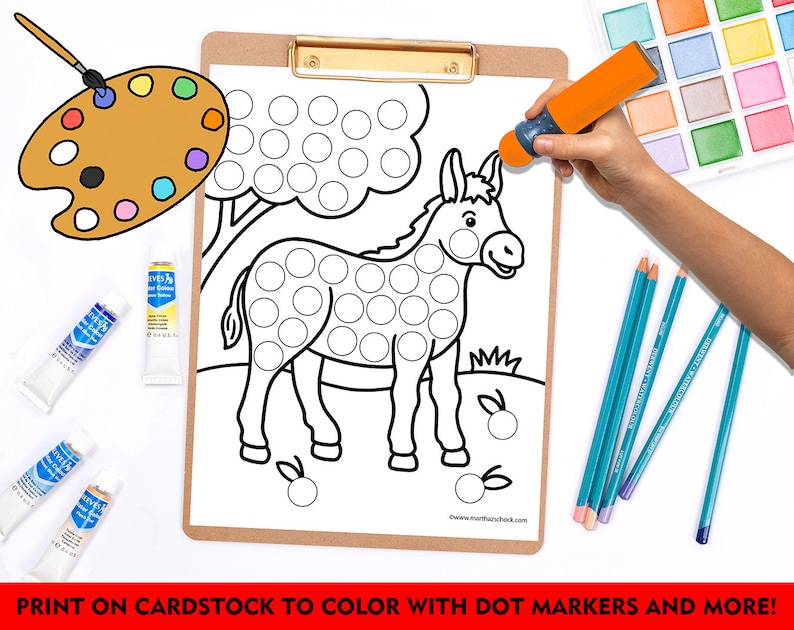 Farm Dot Marker Printable, Farm Do a Dot Activity, Dot Marker Coloring ...