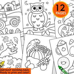 Fall Coloring Pages: 12 Autumn Activity Sheets (PDF Download) image 2