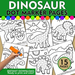Dinosaur Dot Marker Printable, Dinosaur Do a Dot, Dinosaur Coloring Pages, Dinosaur Dot Marker Sheets, Dinosaur Fine Motor Activity, T-Rex
