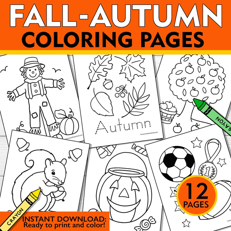 Fall Coloring Pages: 12 Autumn Activity Sheets (PDF Download) image 1