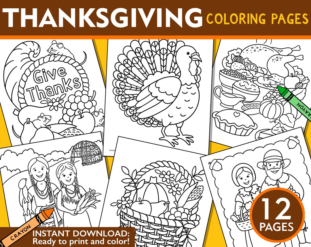 Thanksgiving Coloring Pages Kids Thanksgiving Coloring Pages - Etsy