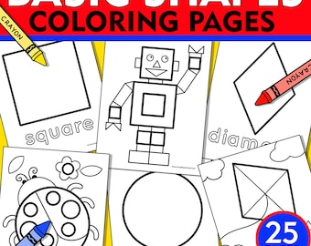 Shapes Coloring Pages: 25 Printable Basic Shape Illustrations (PDF Download)