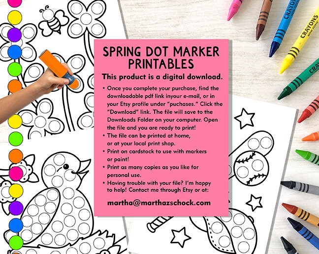 Spring Dot Marker Coloring Pages: Fine Motor Activity (PDF Download) - Etsy