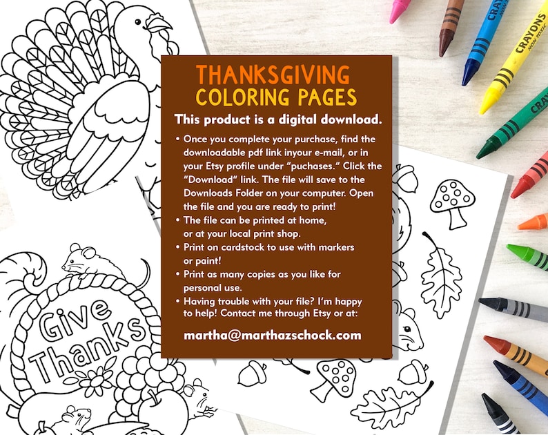 Thanksgiving Coloring Pages: 12 Printable Fall Activity Sheets (PDF) - Etsy