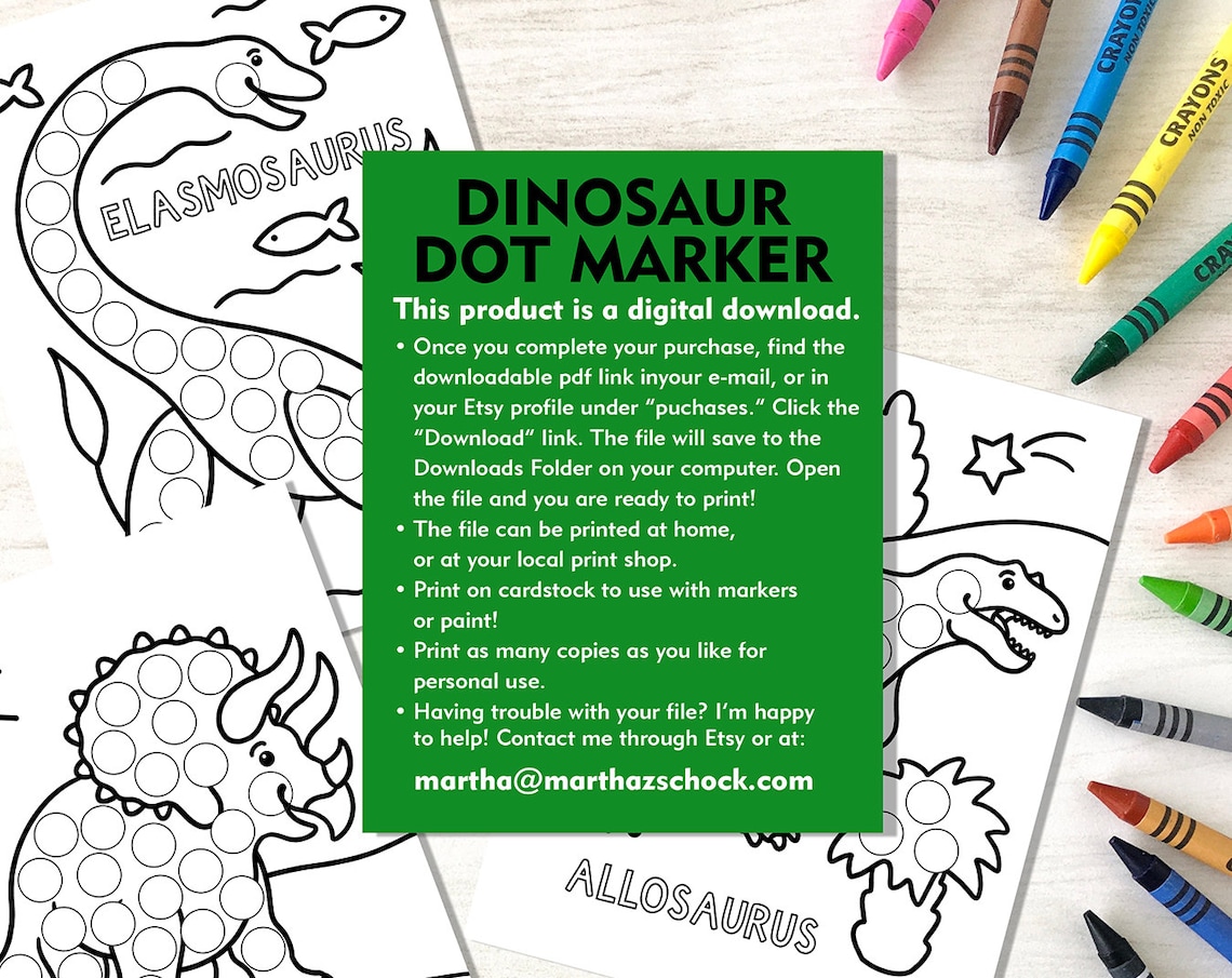 Dinosaur Dot Marker Printable, Dinosaur Do a Dot, Dinosaur Coloring ...