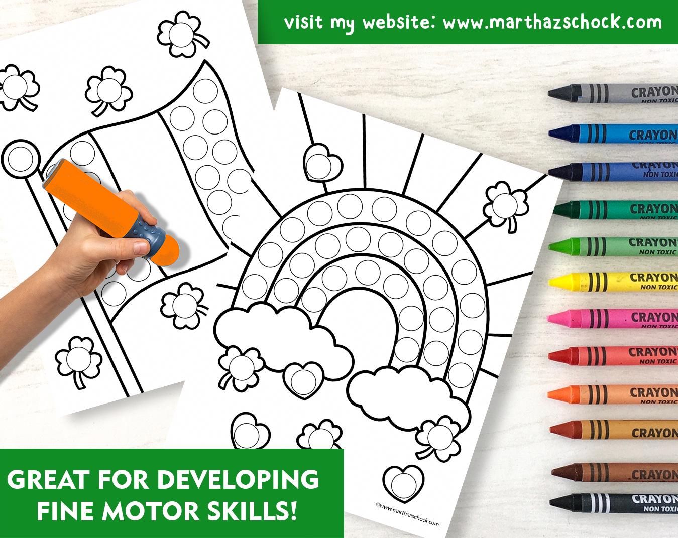 St Patricks Day Dot Marker Coloring Pages: Fine Motor Skills (digital ...
