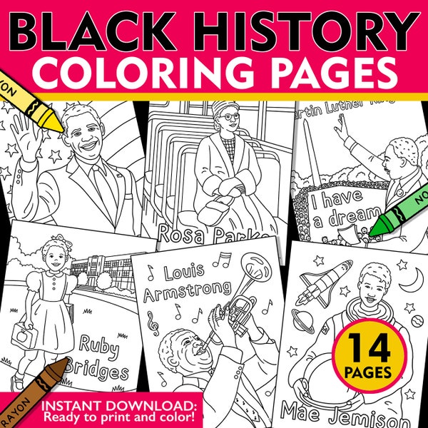 Black History Month Coloring Pages, African American History Coloring Pages, African American Leaders Coloring Sheets Black History Activity