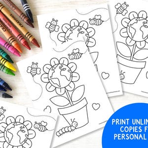 Earth Day Coloring Pages: Kids Activity Book (PDF Download) - Etsy