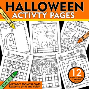 Halloween Activity Pages: Math, Mazes, Dot-to-Dot (Printable) image 1