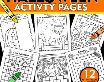 Halloween Activity Pages: Math, Mazes, Dot-to-Dot (Printable)
