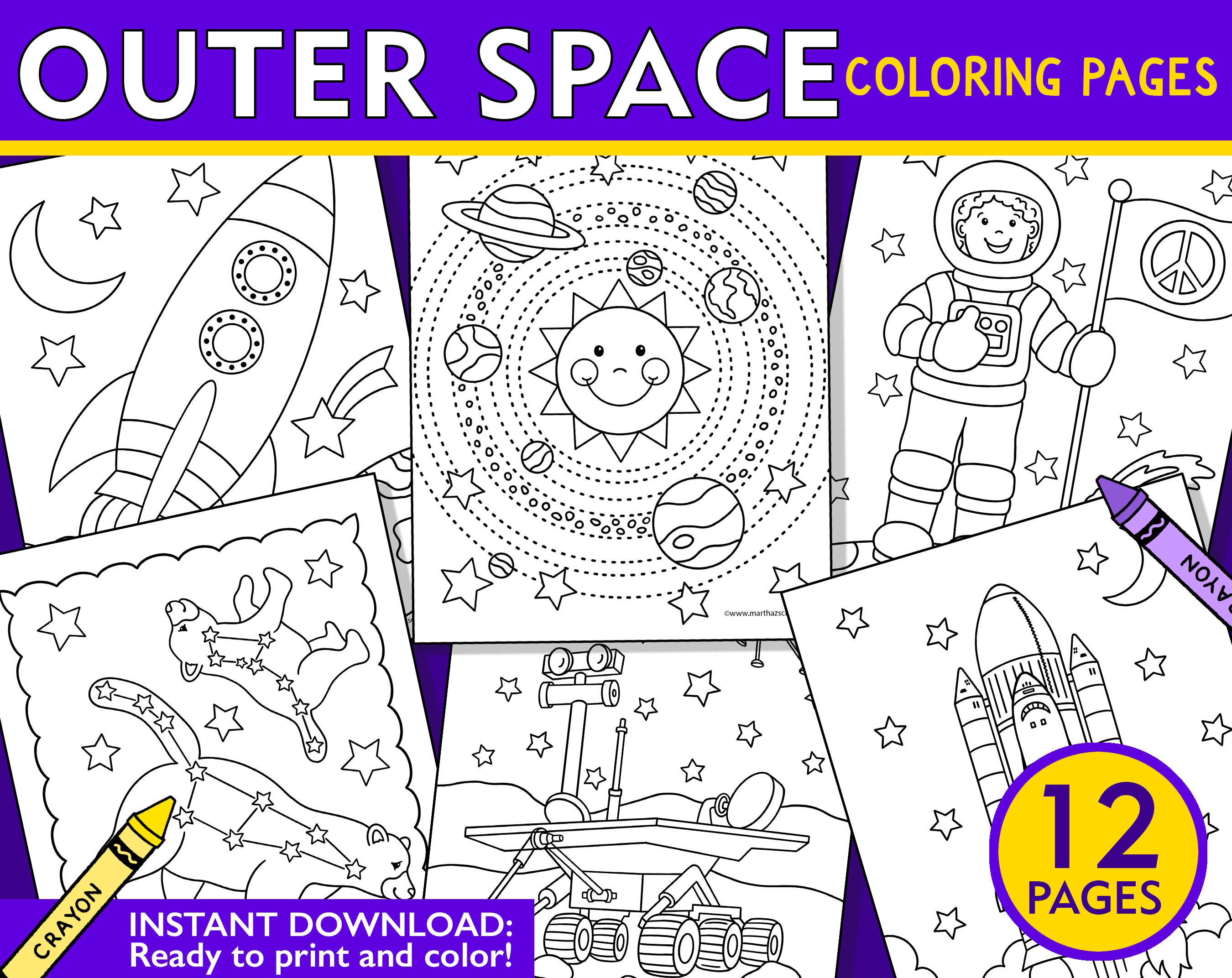 Space Coloring Pages: Solar System, Planets, Astronauts (PDF Download ...